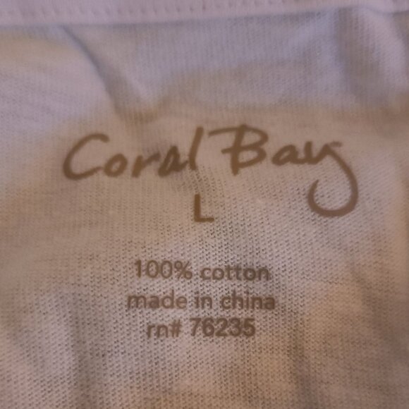 Coral Bay Women's Solid White 3/4 Sleeve V Neck Tee NWT - Picture 3 of 5